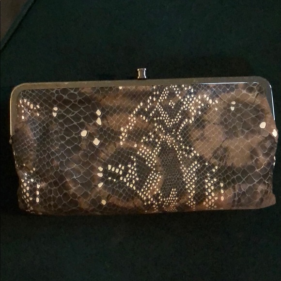 Hobo Clutch Billfold snake-print Silver clasp - Picture 1 of 5